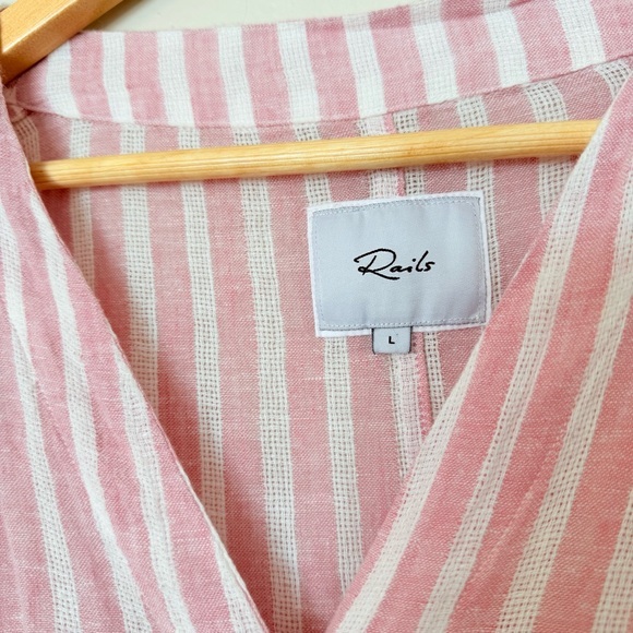 Rails Sloane Striped Pink/White Linen Top - Picture 3 of 5